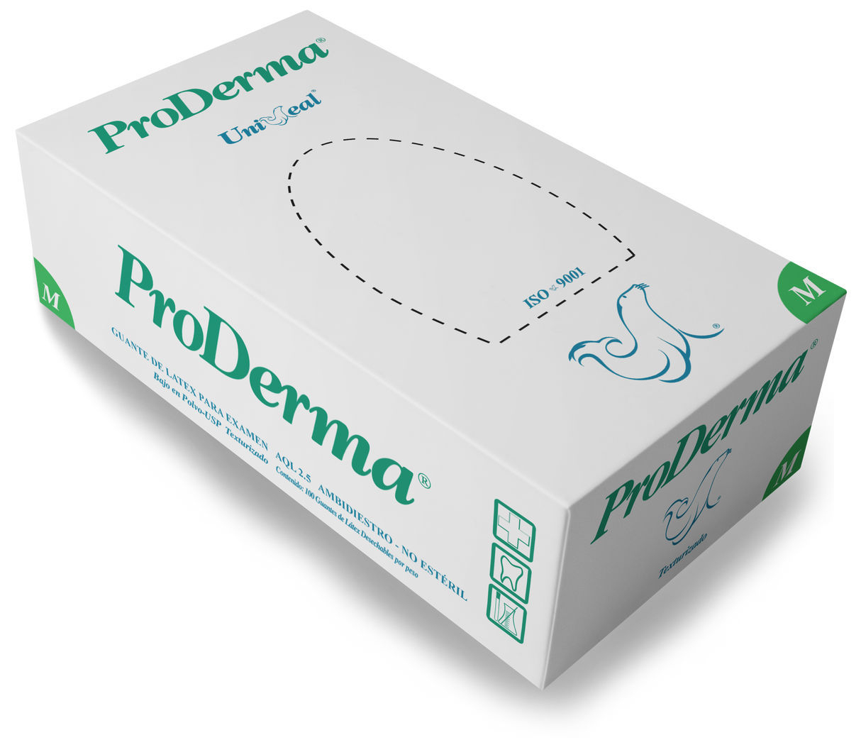 Guantes Proderma de Látex Bajo en Polvo - 100 piezas por Caja