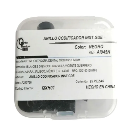 ANILLO CODIFICADOR COLOR NEGRO C/25 PIEZAS - ORTHO PREMIUM