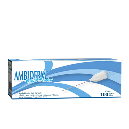 Aguja Dental Ambiderm Larga 27G 0.4 x 40mm – Caja con 100 pzas