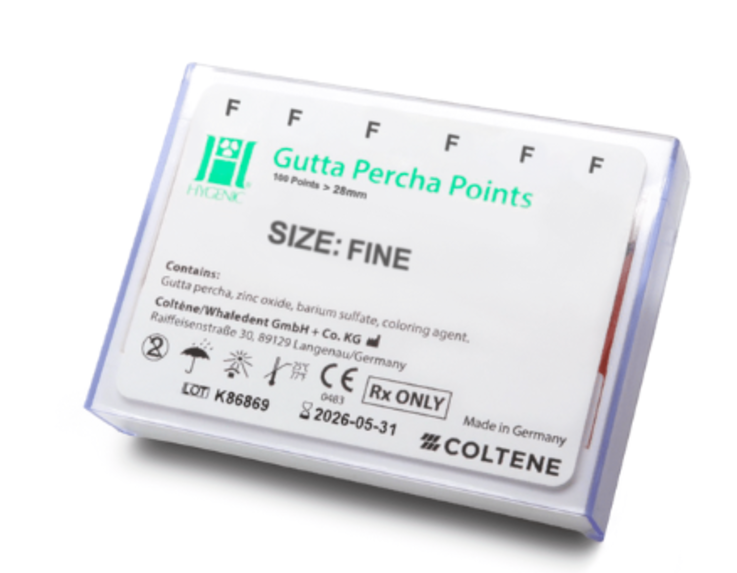 Punta de Guttapercha F HYGENIC C/100