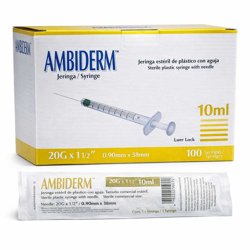 JERINGA 10 ML LUER LOCK (20G X 38 MM) - AMBIDERM