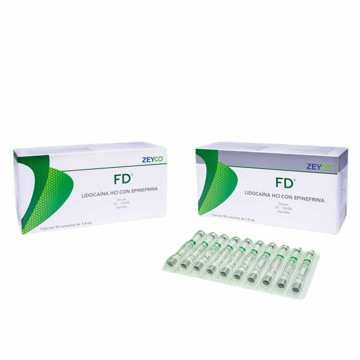 Lidocaina FD 2% Anestesia c/50 Cartuchos de Plástico - Zeyco