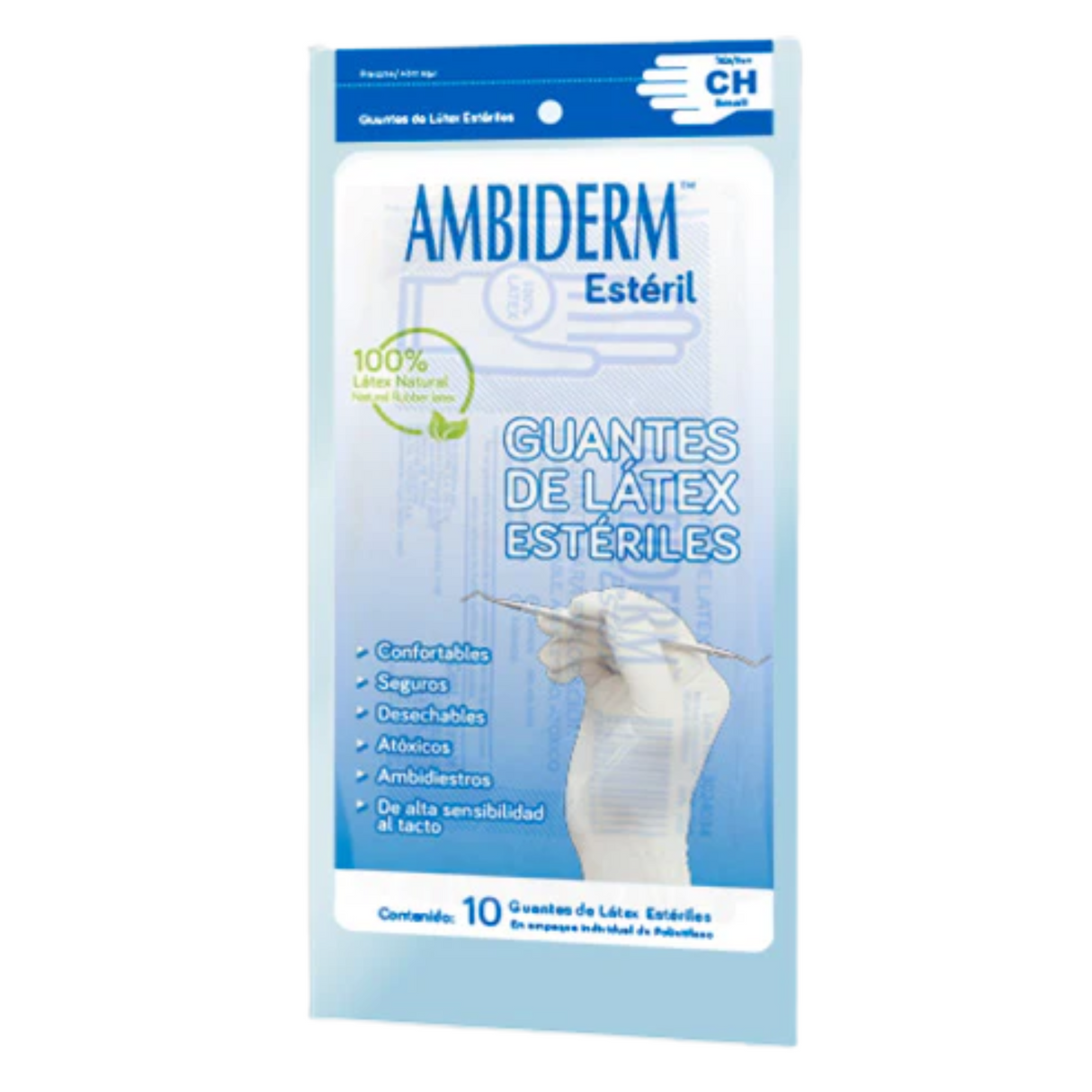 Guante Ambiderm Esteril CH Bolsa Con 10 Piezas