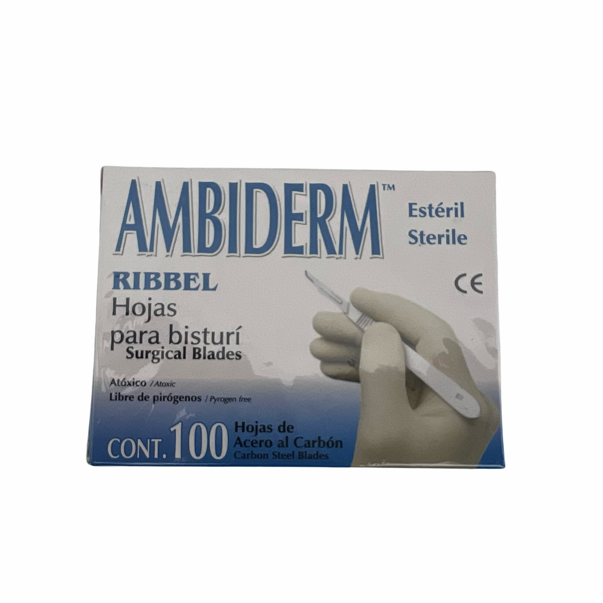 Hoja para Bisturí Acero al Carbón No. 12 Ambiderm - Caja con 100 Piezas