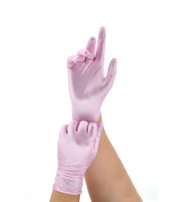 GUANTES WIDENT NITRILO ROSA METÁLICO