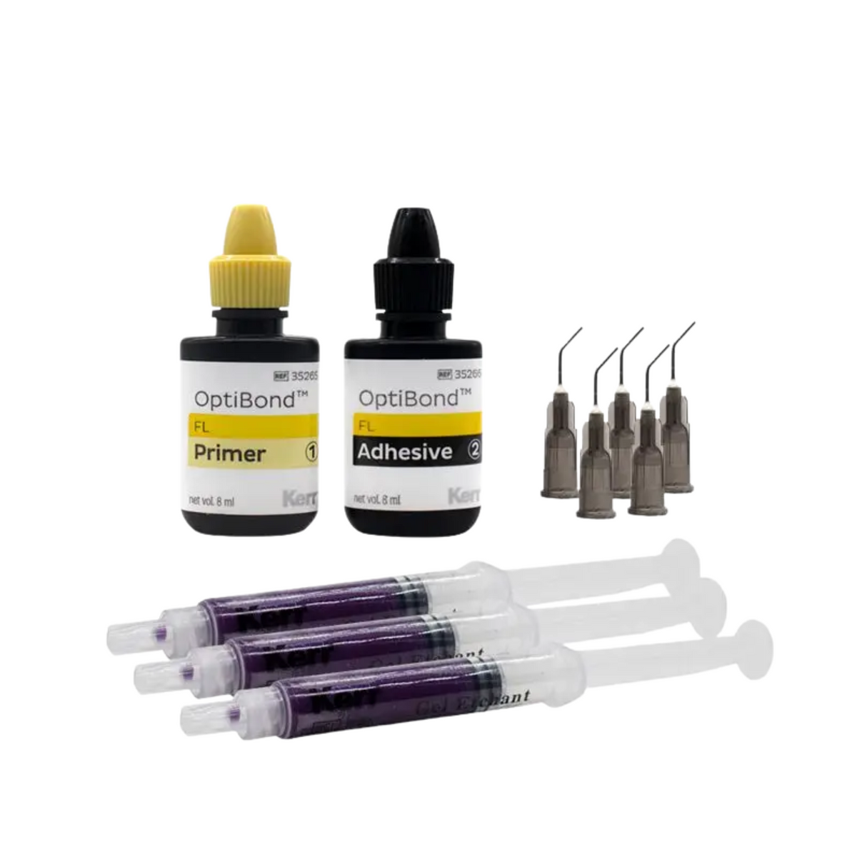 KIT OPTIBOND FL (1 PRIMER 8ML + 1 ADHESIVO 8ML + 3 ACIDOS GRABADOR 3G) KERR