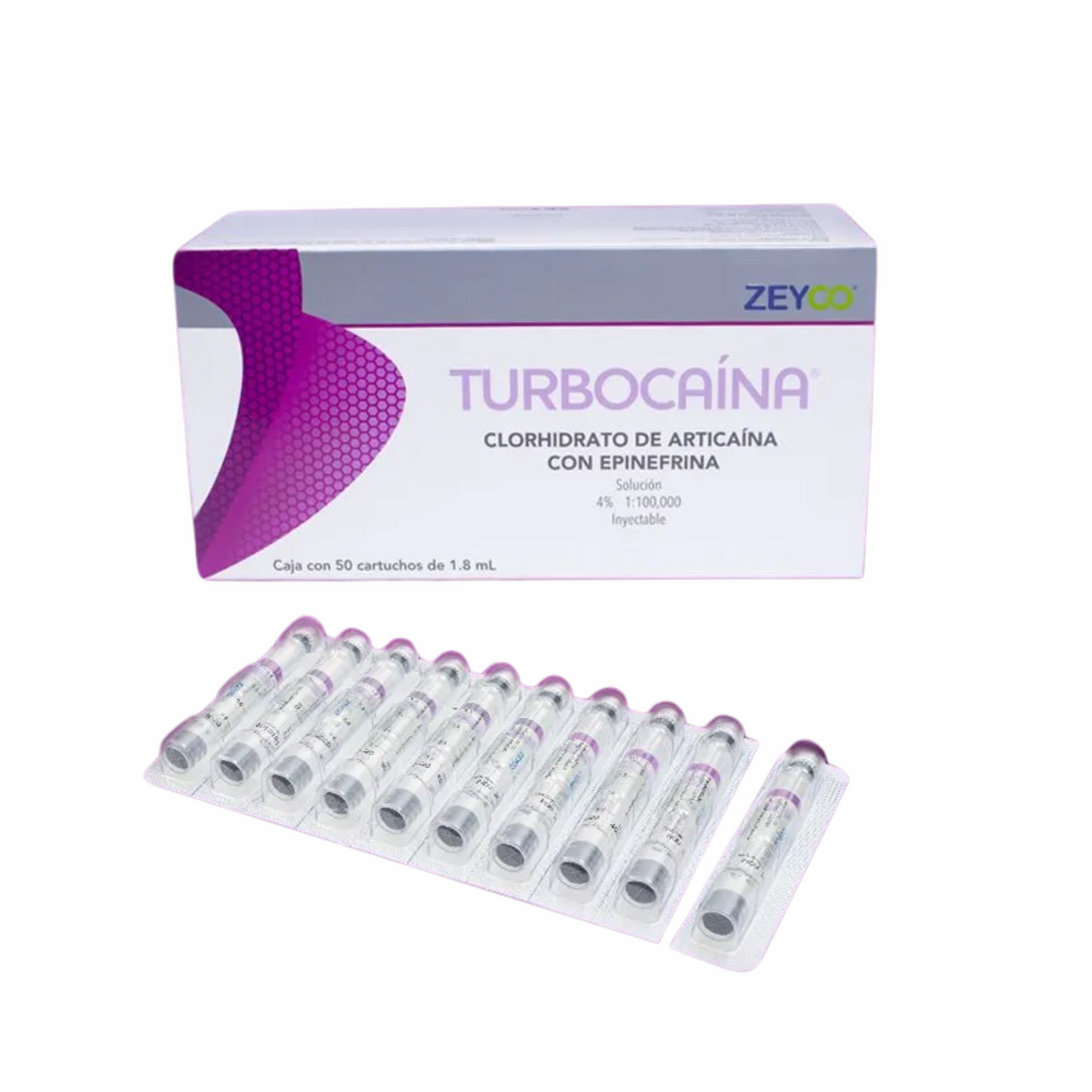Turbocaina Articaina 4% Con Epinefrina Blister Vidrio - Zeyco