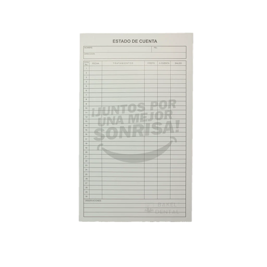 HISTORIAL CLÍNICA DENTAL PAQUETE CON 50 HOJAS - BAKEL