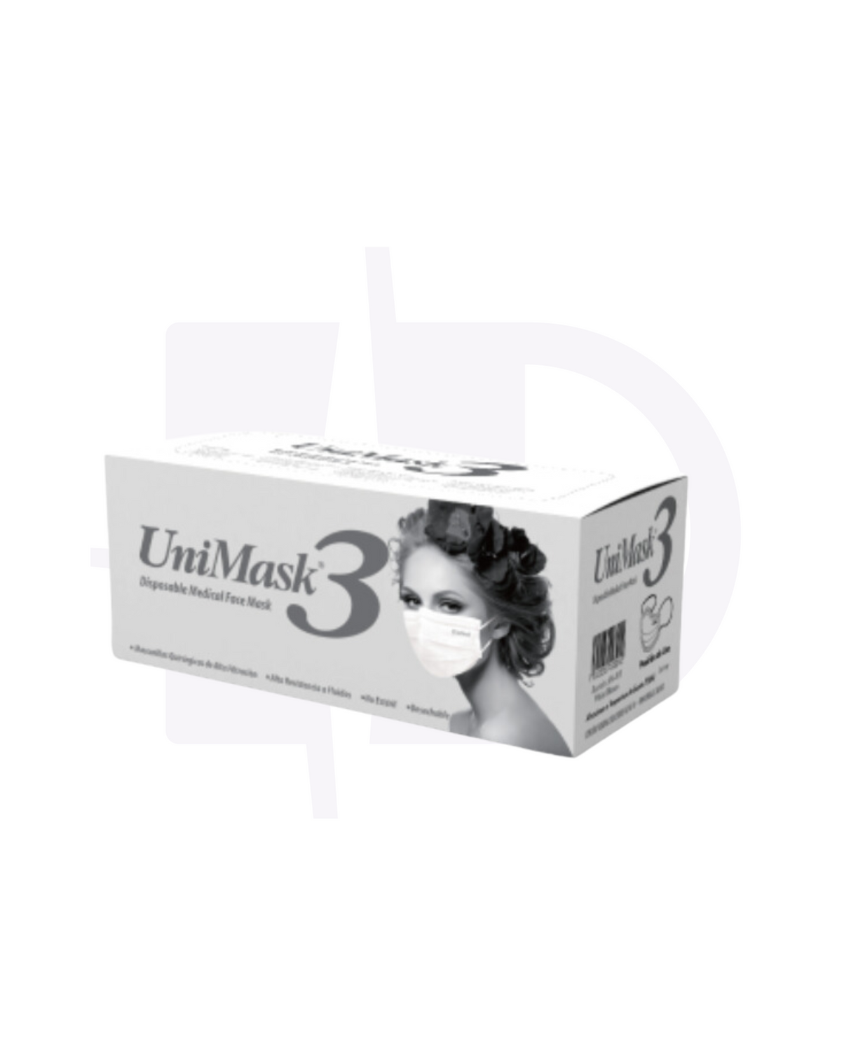 Cubrebocas UniMask 3 Color Blanco 50 Piezas