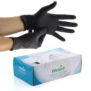 Guante Wident Látex Sin Polvo Negro – Caja con 100