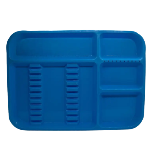 CHAROLA PLASTICO ACANALADA AZUL