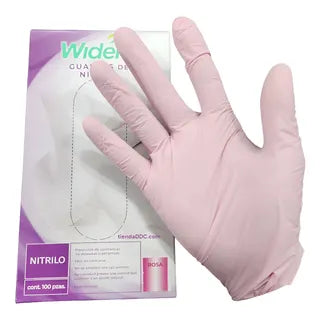 Guante Wident Nitrilo Rosa Metálico – Caja con 100