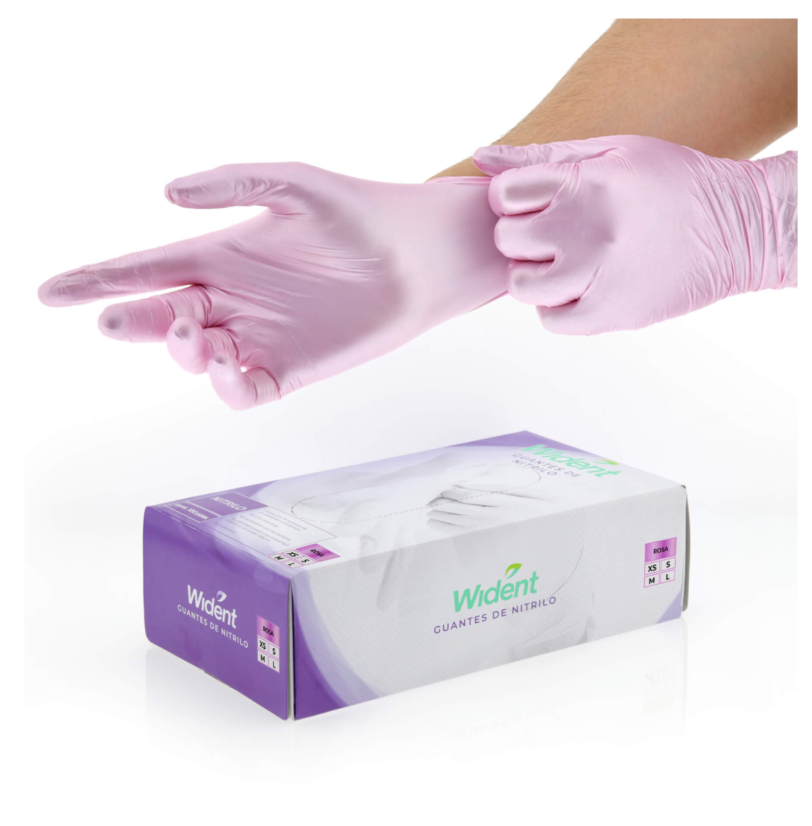 GUANTES WIDENT NITRILO ROSA METÁLICO