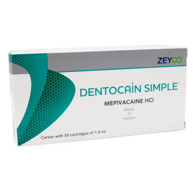 Dentocaín 3% Con 50 Cartuchos de Vidrio - Zeyco